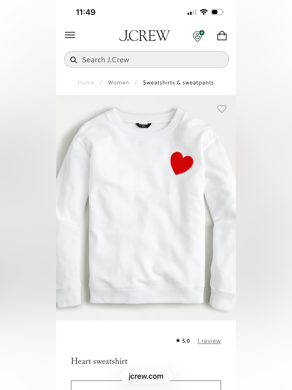 NWT J.Crew Heart Sweatshirt Chenille Graphic Pullover AE968 size XS